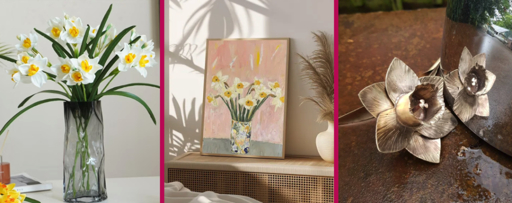 Daffodils used as home decor inspired by March birth flower meaning