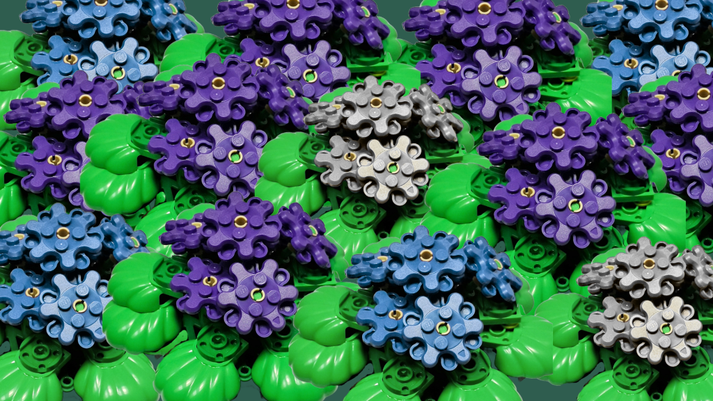 February birth flower violet recreated as a LEGO flower arrangement