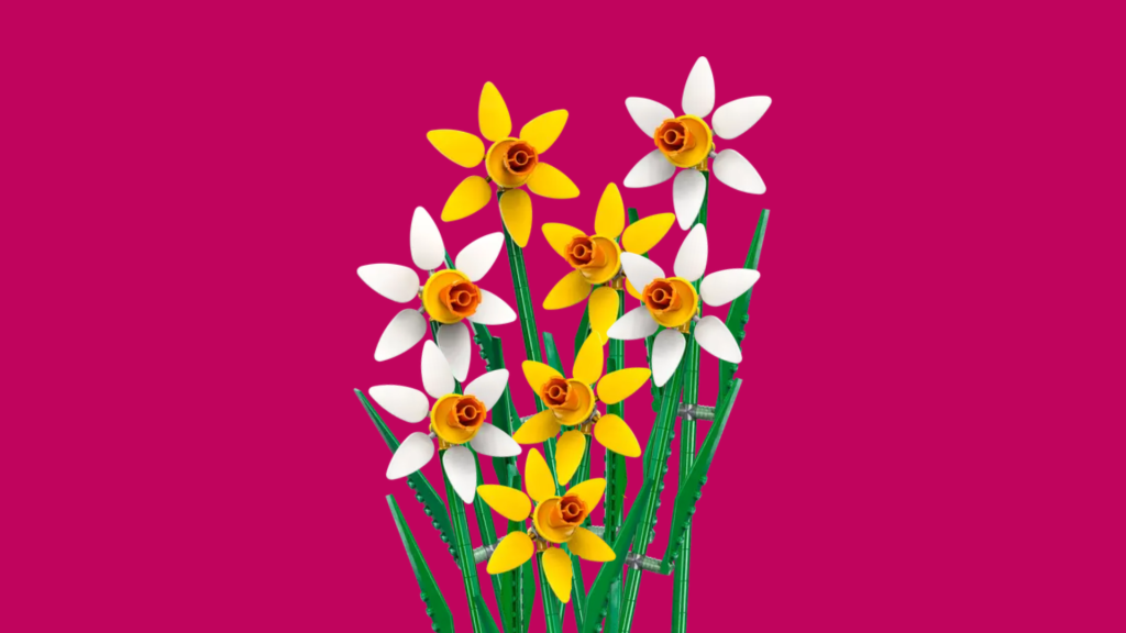 March birth flower daffodil recreated as a LEGO flower arrangement